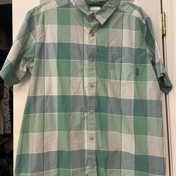 Columbia Other - Columbia Mens Short Sleeve Plaid Button Up Shirt Size L Blue Cotton. Casual